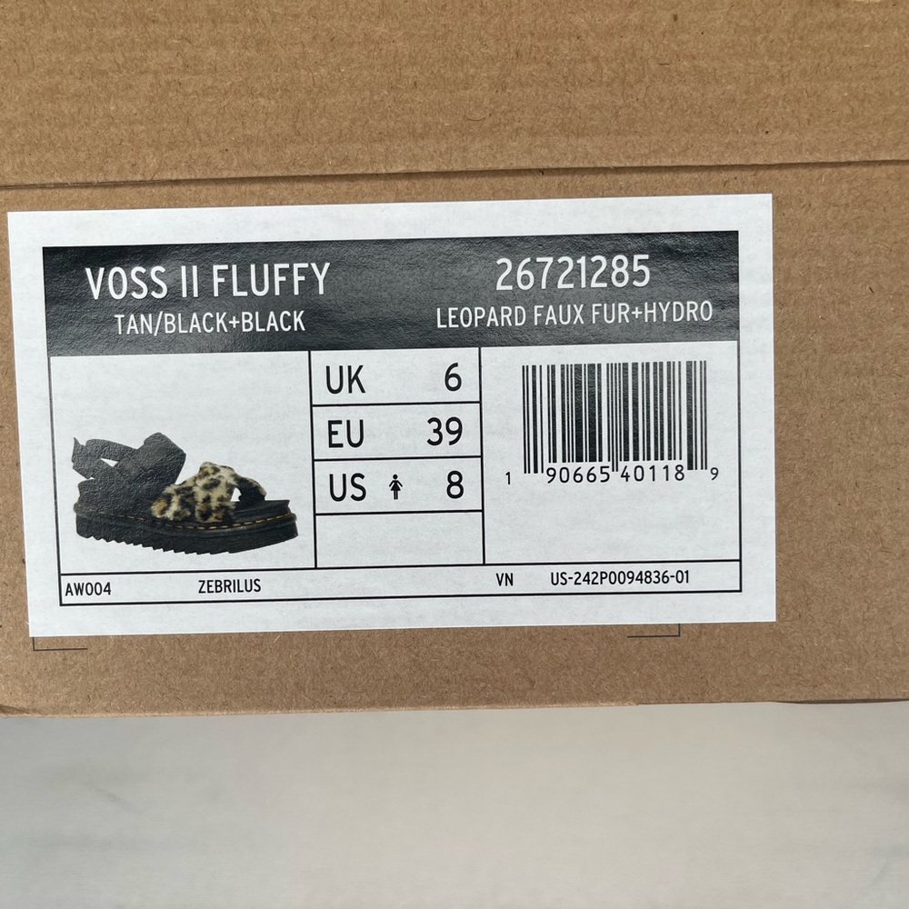 Dr. Martens Voss II Fluffy Leopard Print Sandals - Picture 9 of 11